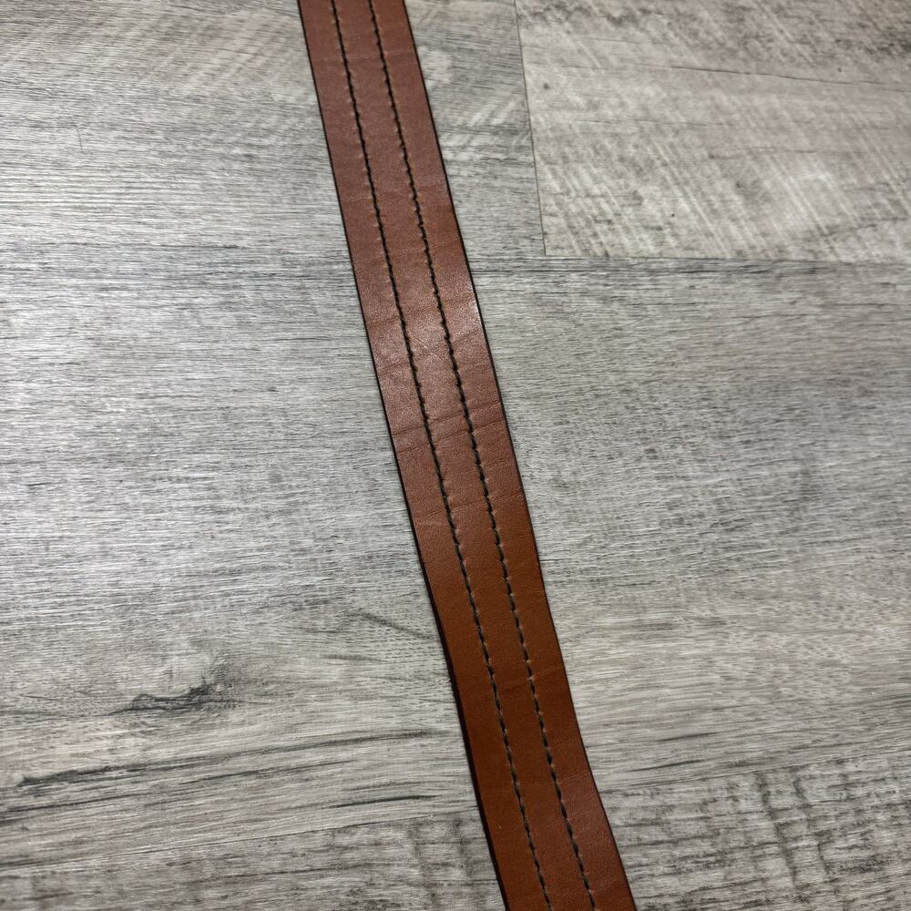 Vintage Brown Genuine Rugged Range Leather Wide Belt Contrast Stitching Thick - Picture 9 of 13